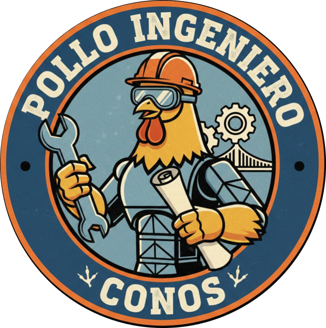 Sticker Pollo Ingeniero Conos
