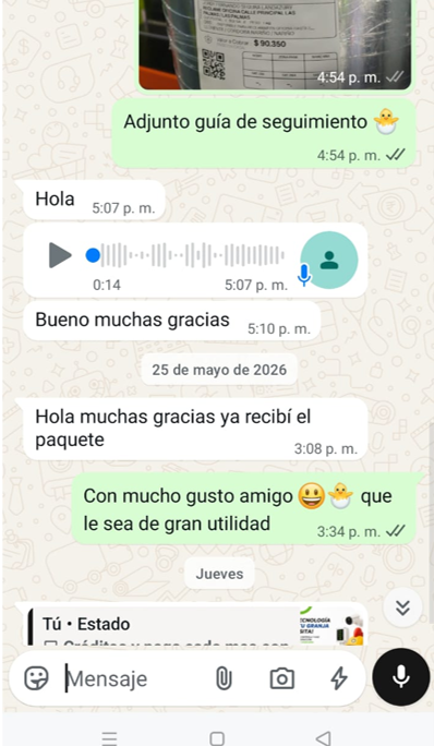 Espacio para captura de WhatsApp de cliente 1