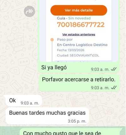 Espacio para captura de WhatsApp de cliente 2
